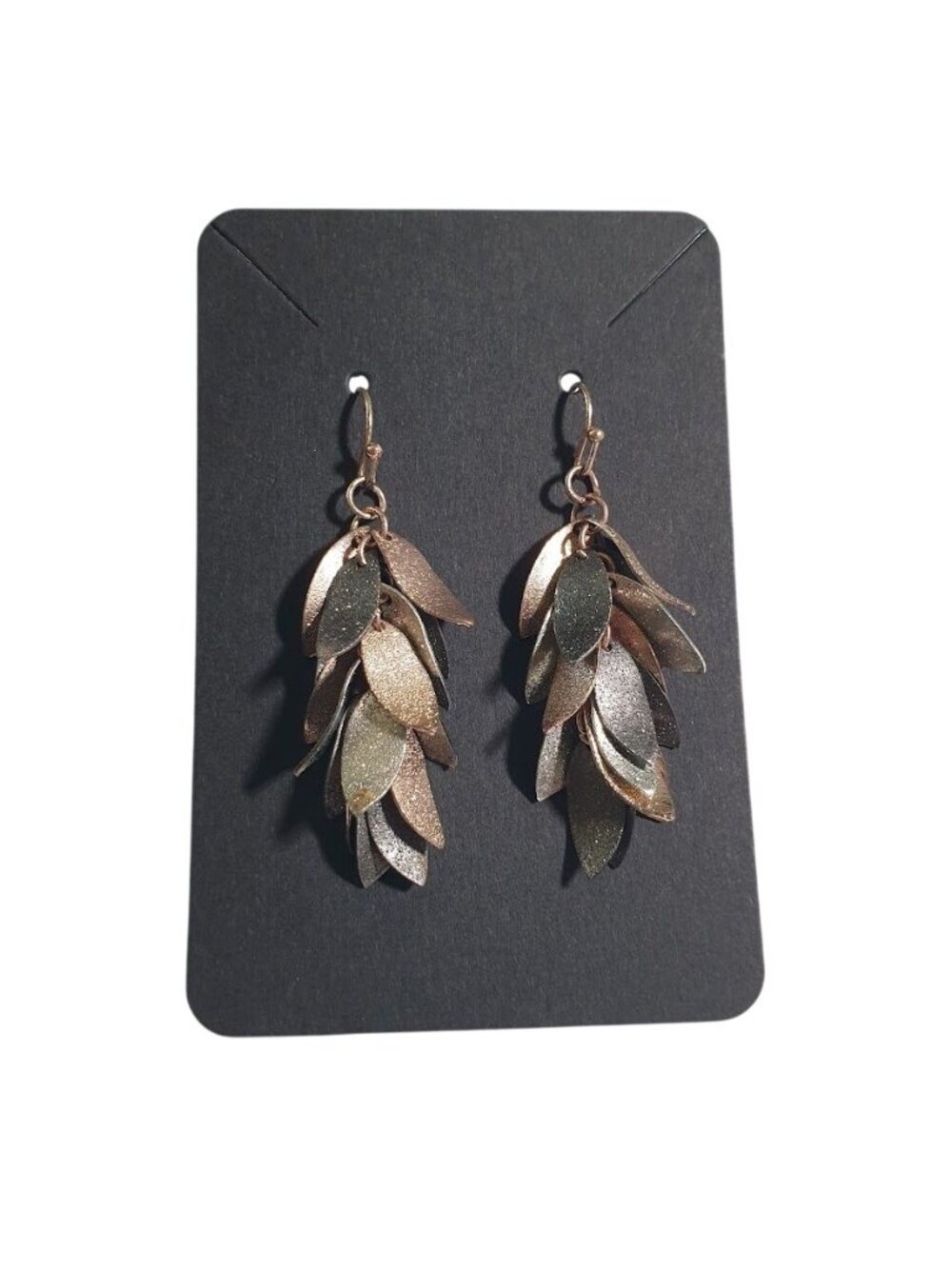 Metal Dangle Earrings Glittery Leaf Cascade Stacked Modern Style Elegant Gift